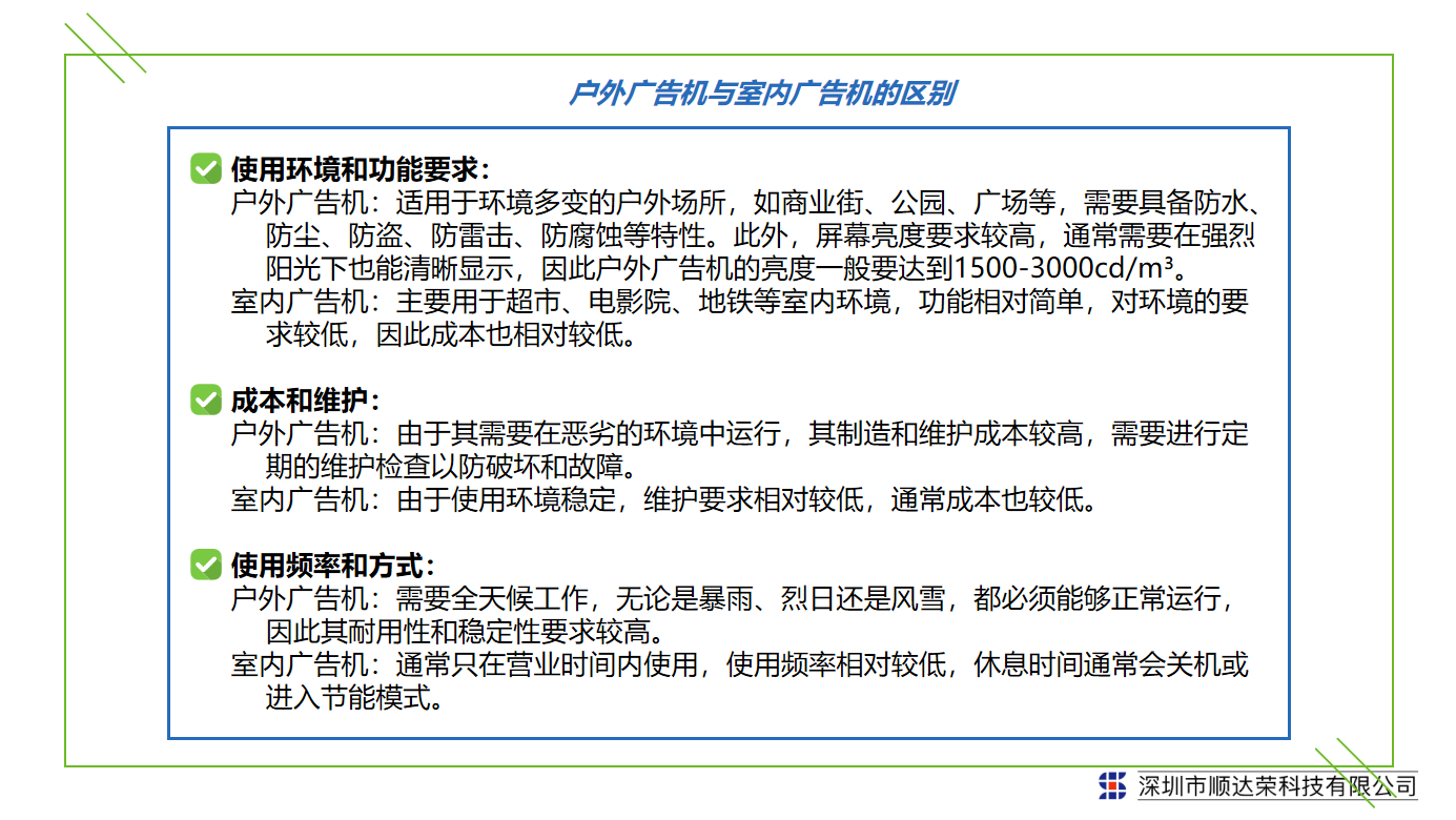 户外广告机与室内广告机的区别